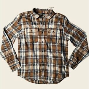 NWT- Prana- Men’s Standard Fit Westbrook Flannel Shirt Brown Plaid, Size XL